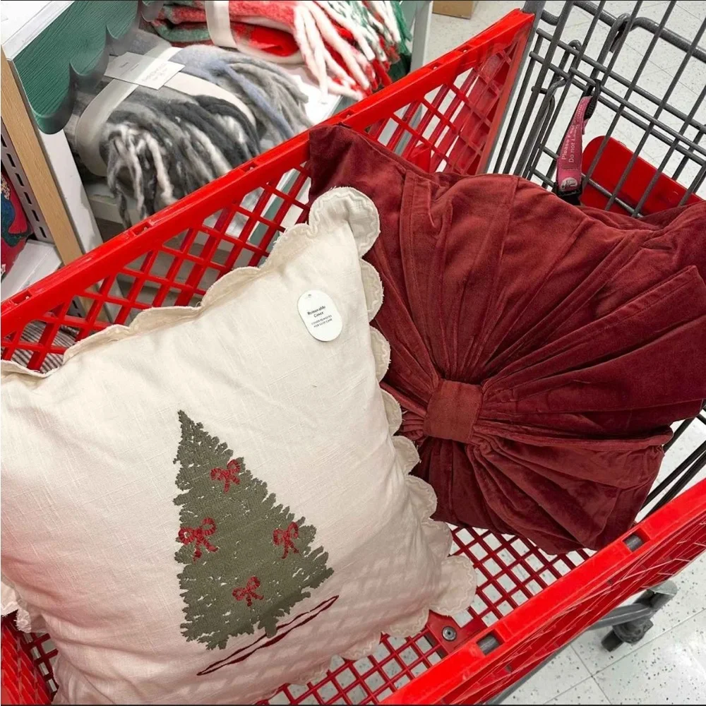 20x20” VELVET BOW THROW PILLOW BURGUNDY‎ STUDIO MCGEE